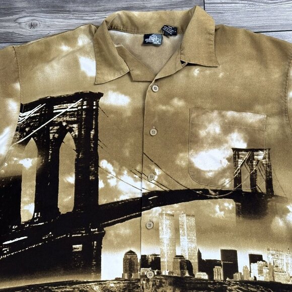 Crazy Y2K Southpole Brooklyn Bridge Button Up Shirt - Picture 3 of 4